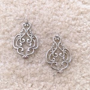 Silver Dangling Filagree Statement Earrings